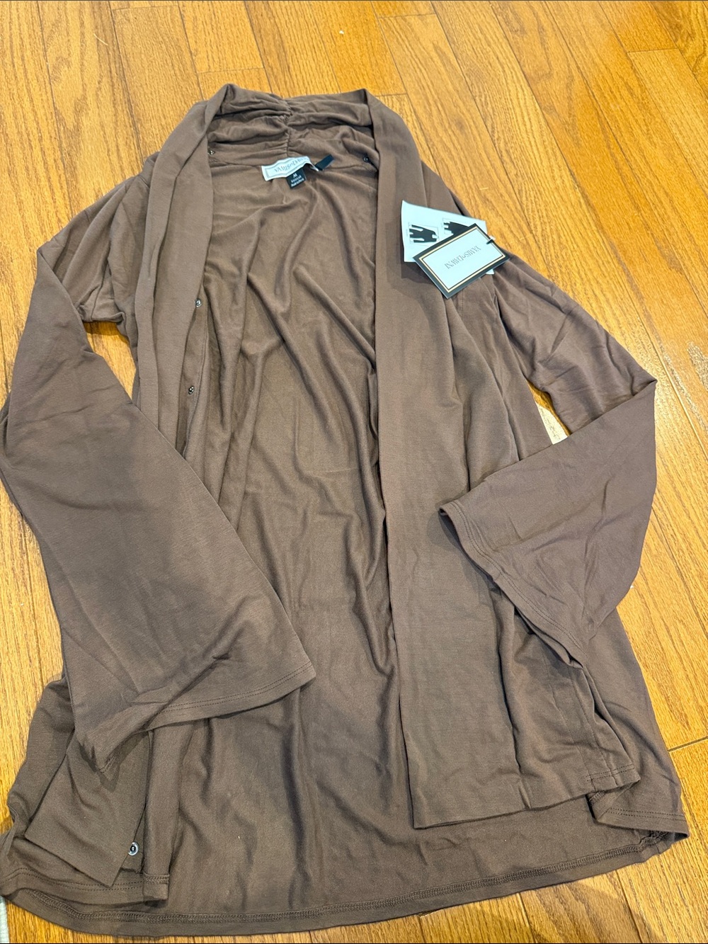 Brown Open Front Lightweight Cardigan